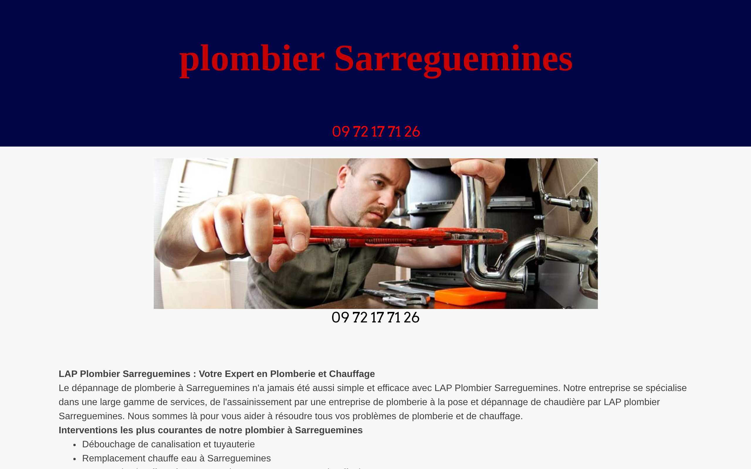 Aperçu du site LAP Plombier Sarreguemines