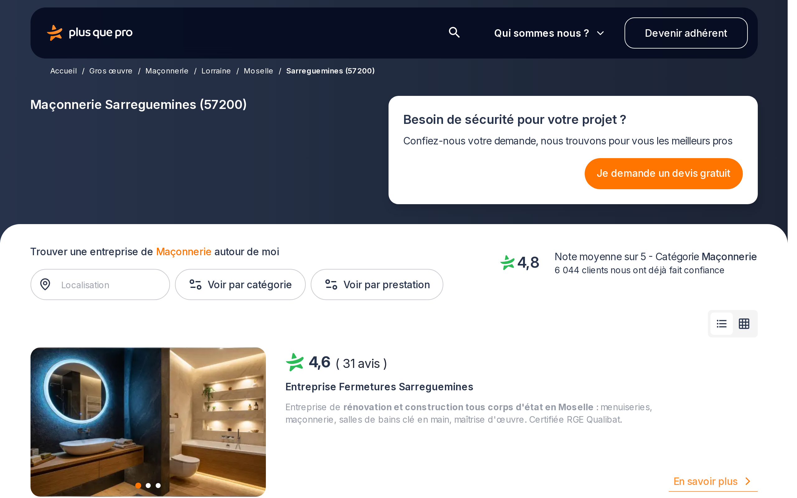 Aperçu du site Entreprise Fermetures Sarreguemines