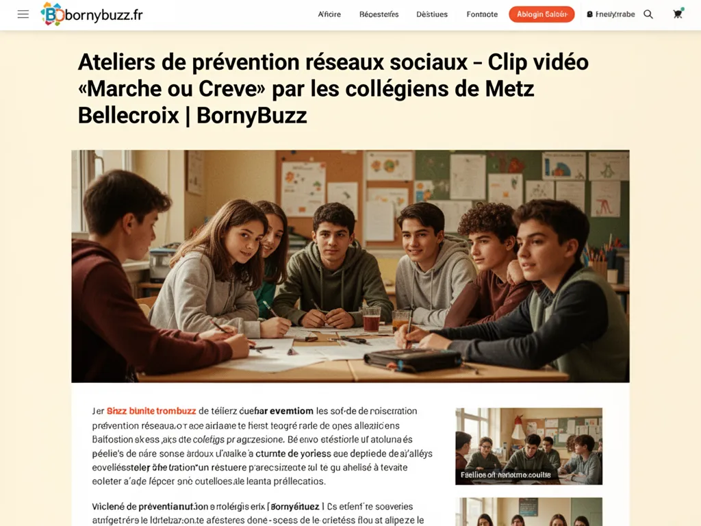 Ateliers de prévention réseaux sociaux, Clip vidéo « Marche ou Crève » par les collégiens de Metz Bellecroix | BornyBuzz