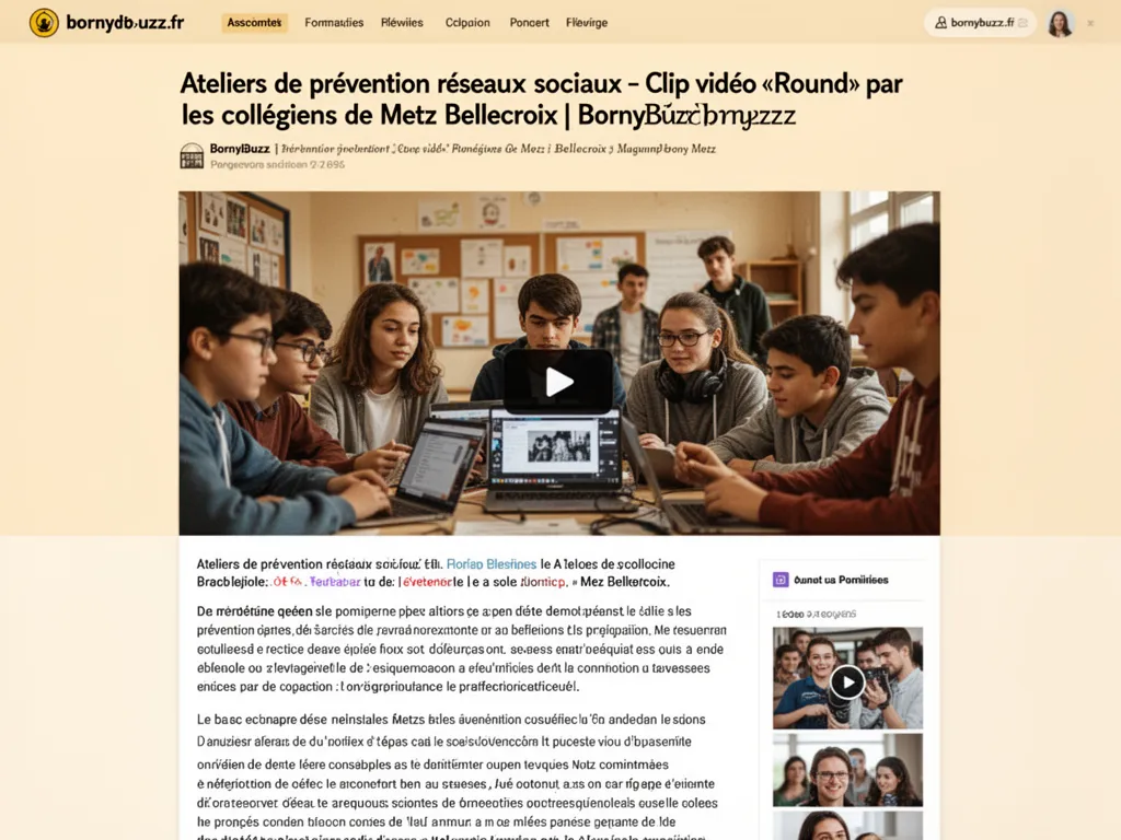 Ateliers de prévention réseaux sociaux, Clip vidéo « Round » par les collégiens de Metz Bellecroix | BornyBuzz