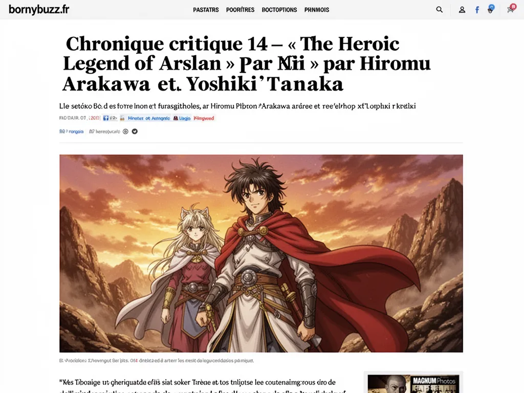 Prince Arslan entouré de ses compagnons, armure légère et regard déterminé, avec une citadelle en arrière-plan dans un style